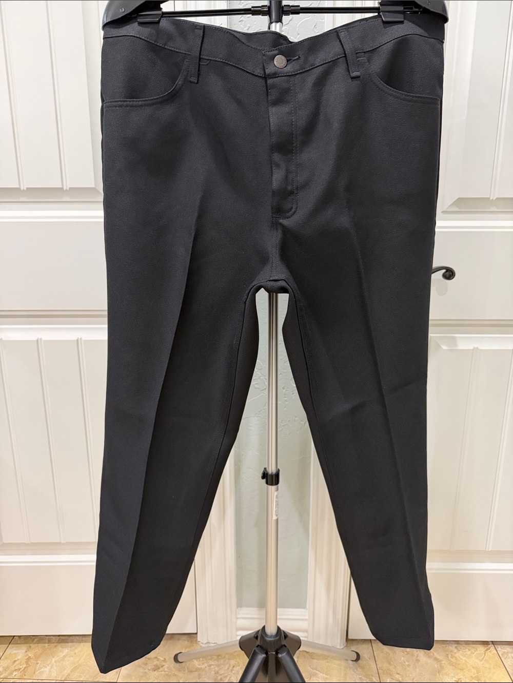 Wrangler Wrancher Dress Jeans Black Bootcut Polyester Pants 38x30 82BK
